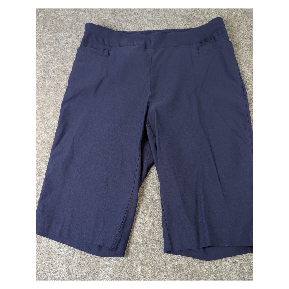 Kim Rogers Navy Blue Tummy Control Pull On Shorts Womens 16W Stretch Knee Length